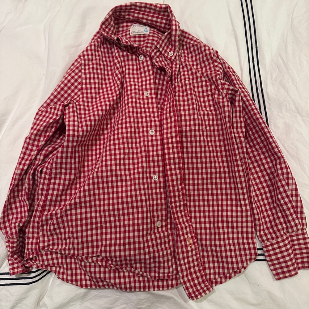 Crewcuts Poplin Red Gingham Kids Casual Shirt